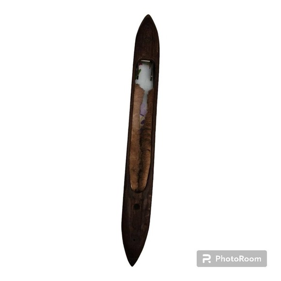 Vintage Tru Loc Wooden Boat Shuttle Dark Wood Weaving Loom Tool 16" Set of 2 - Picture 2 of 7